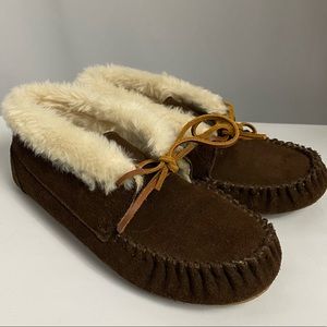 Minnetonka Julie Junior Bootie Slipper Dark Brown